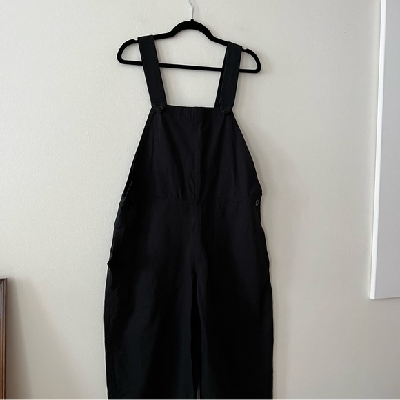 COS Barrel-Leg Cotton Dungarees in Black - Picture 3 of 9